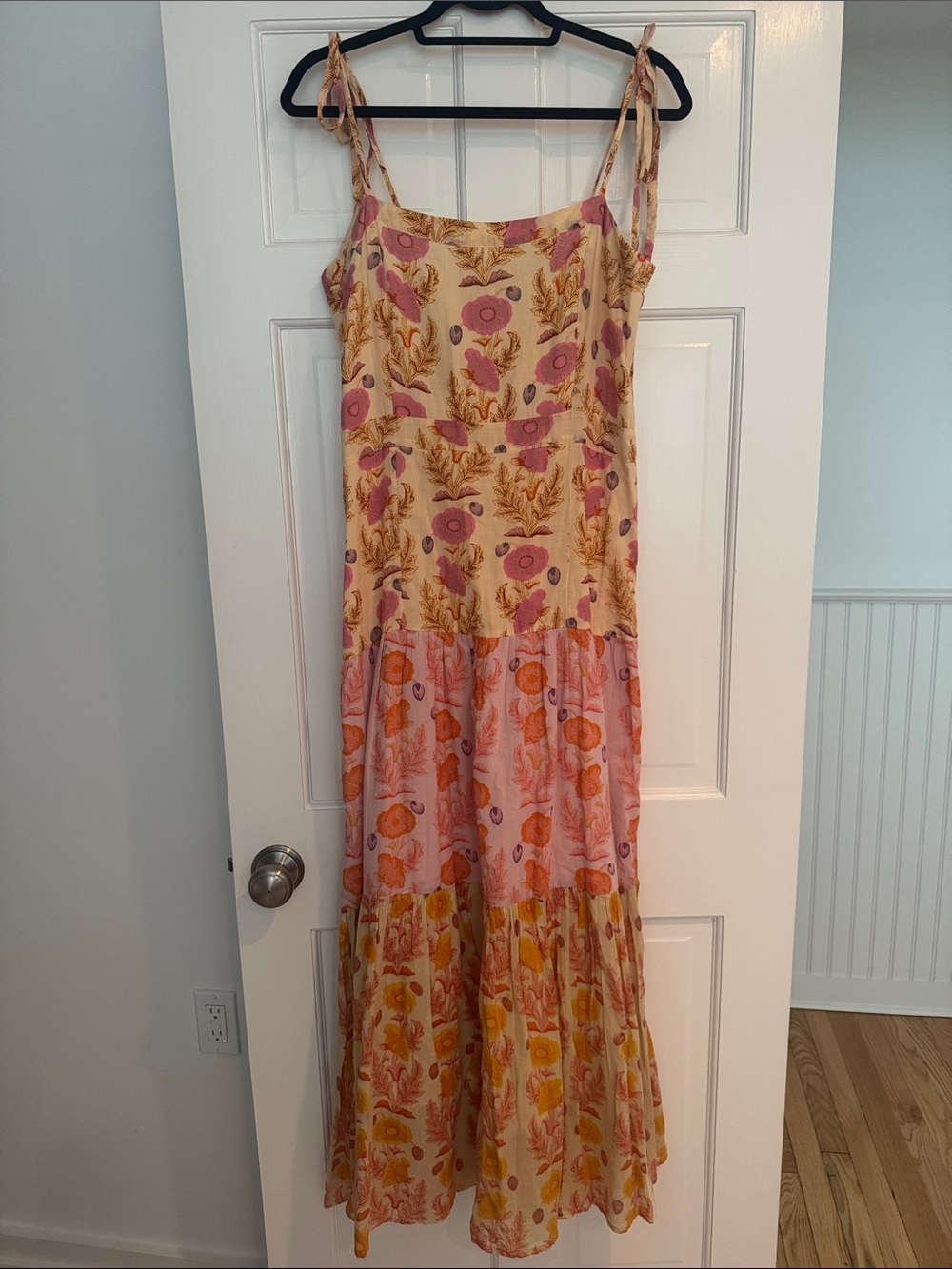 Pink Chicken Boho Floral Tie-Shoulder Maxi Dress in Pink & Yellow